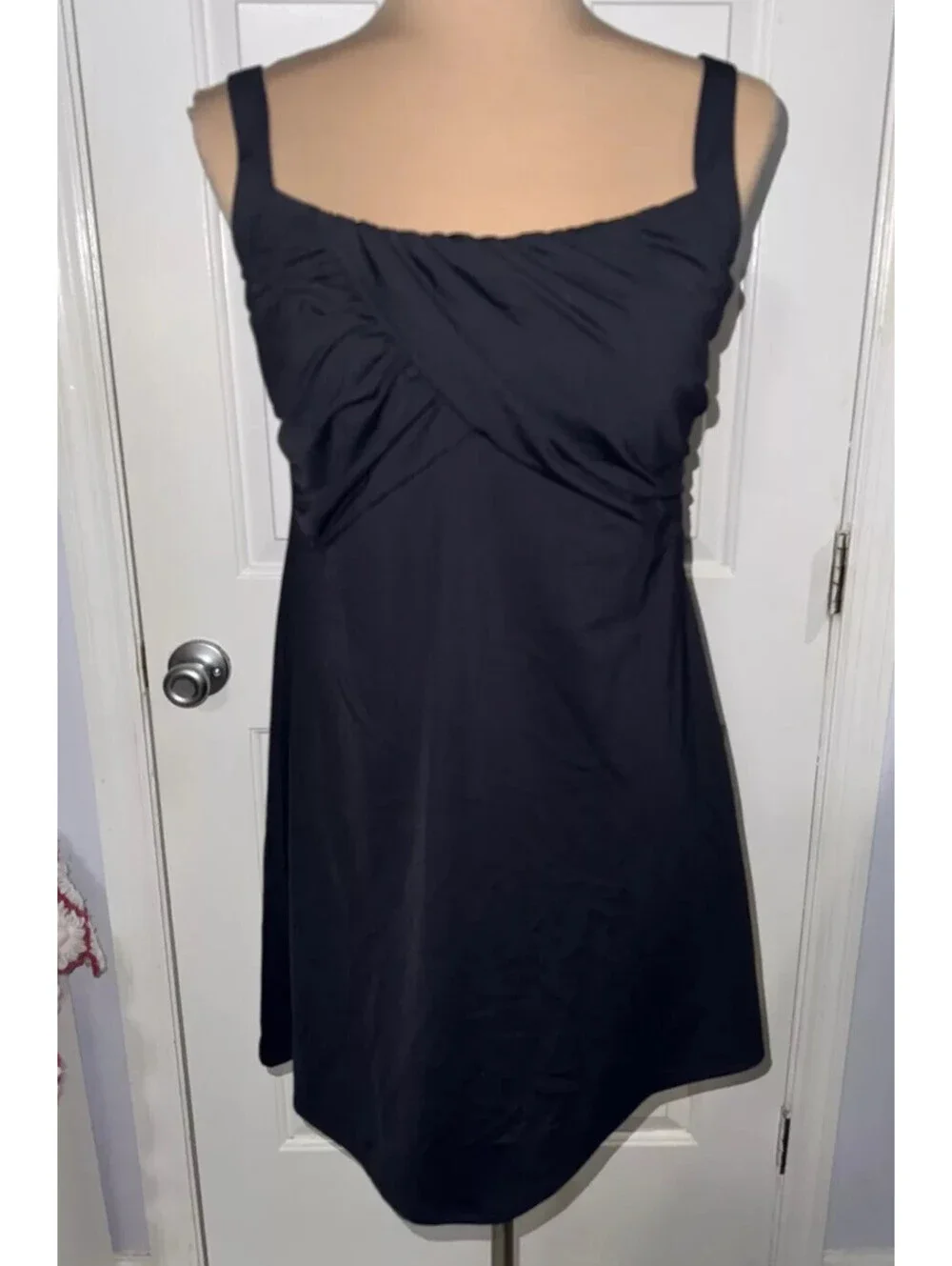 Lands' End Tankini size 10 Adj. Straps Underwire Tank Top Swim Top Long Dress